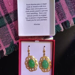 Gold and Green Statement Earrings